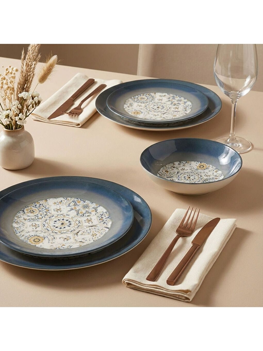 Ekru Camelia 24 Parça 6 Kişilik Yemek Takımı 3200-4