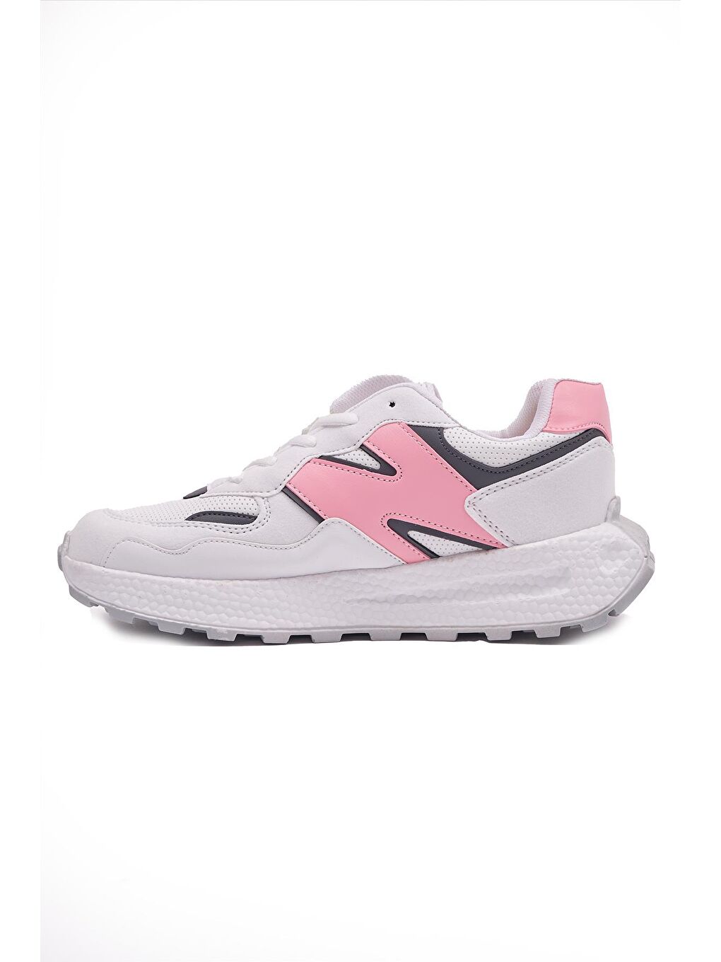 Beyaz Rampex 0657  Bağcıklı Kalın Taban Sneaker YürüyüşSneaker  Kadın-1