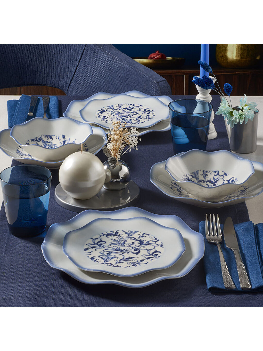 Ekru Nesrin 24 Parça 6 Kişilik Yemek Takımı 3214