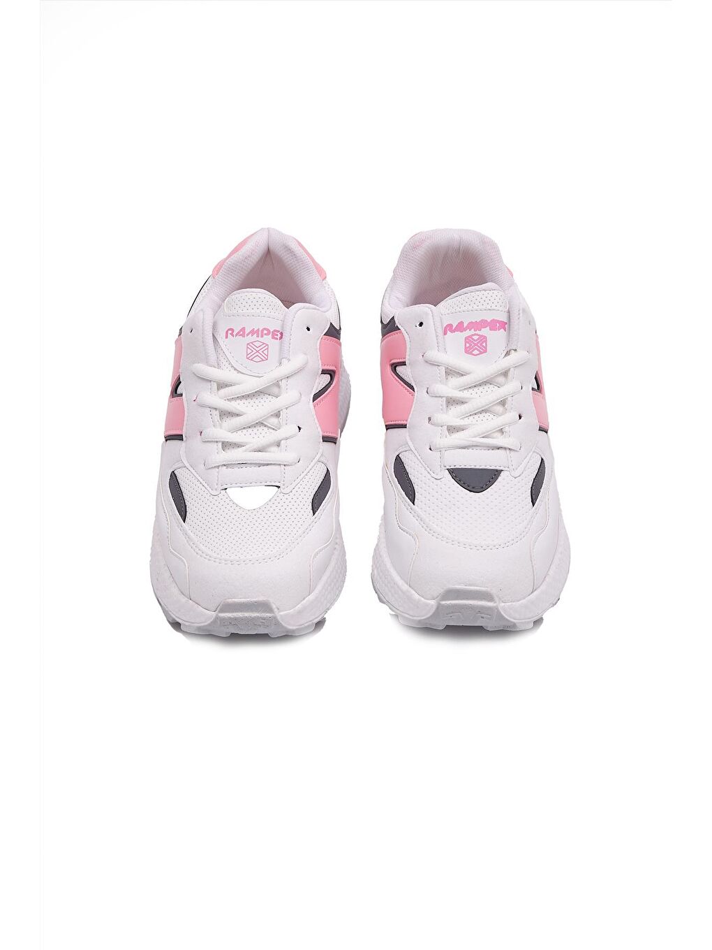 Beyaz Rampex 0657  Bağcıklı Kalın Taban Sneaker YürüyüşSneaker  Kadın-3
