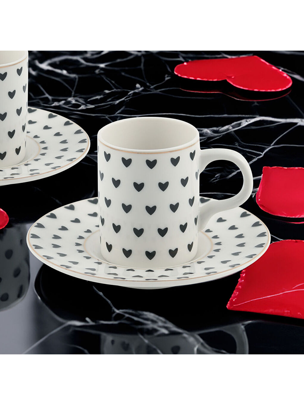 Ekru Camelia 2 Kişilik 4 Parça Kahve Takımı 6656-1