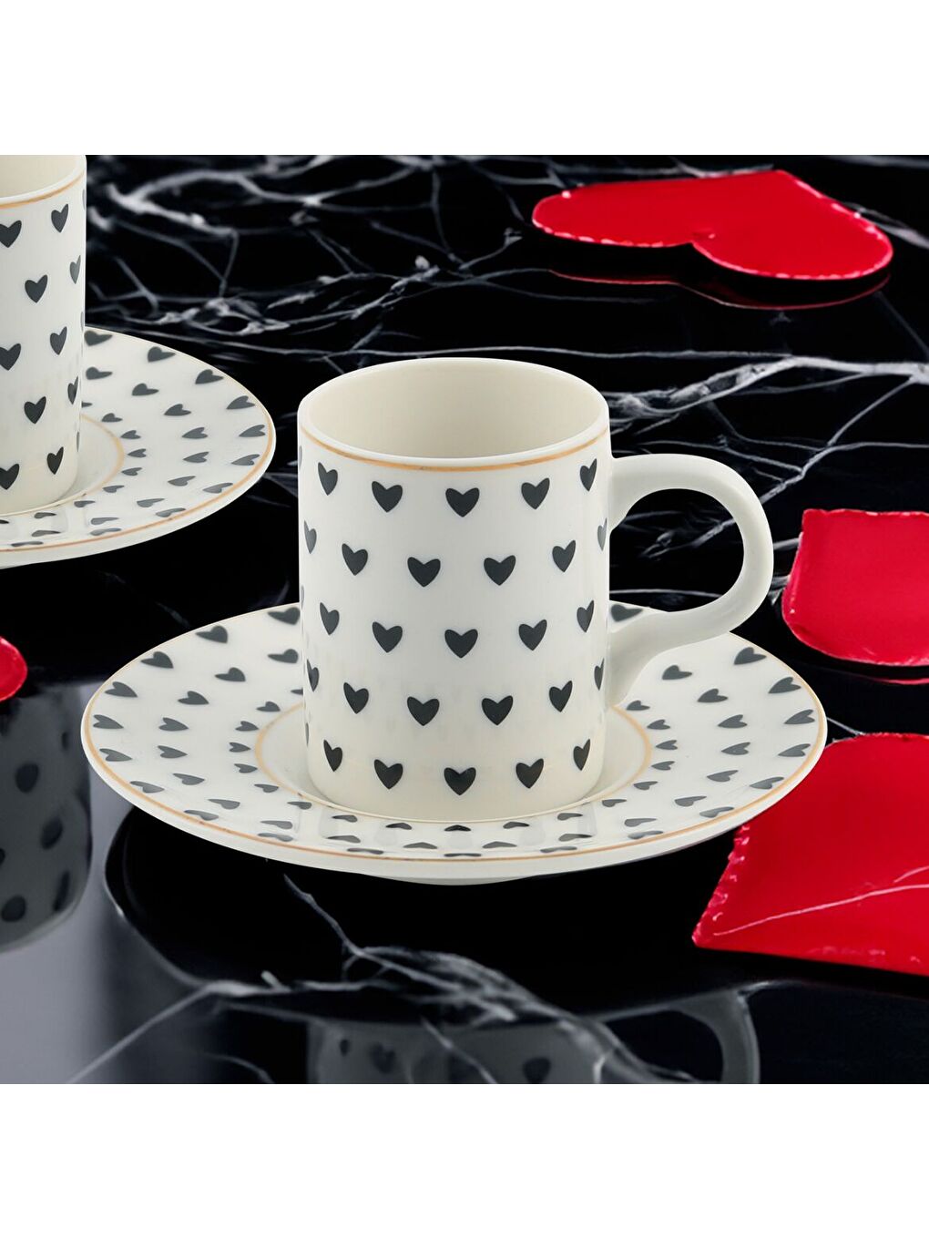 Ekru Camelia 2 Kişilik 4 Parça Kahve Takımı 6656-2