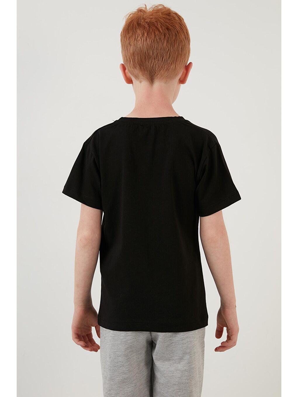 Siyah Baskılı Bisiklet Yaka Pamuklu T Shirt 6211006-4