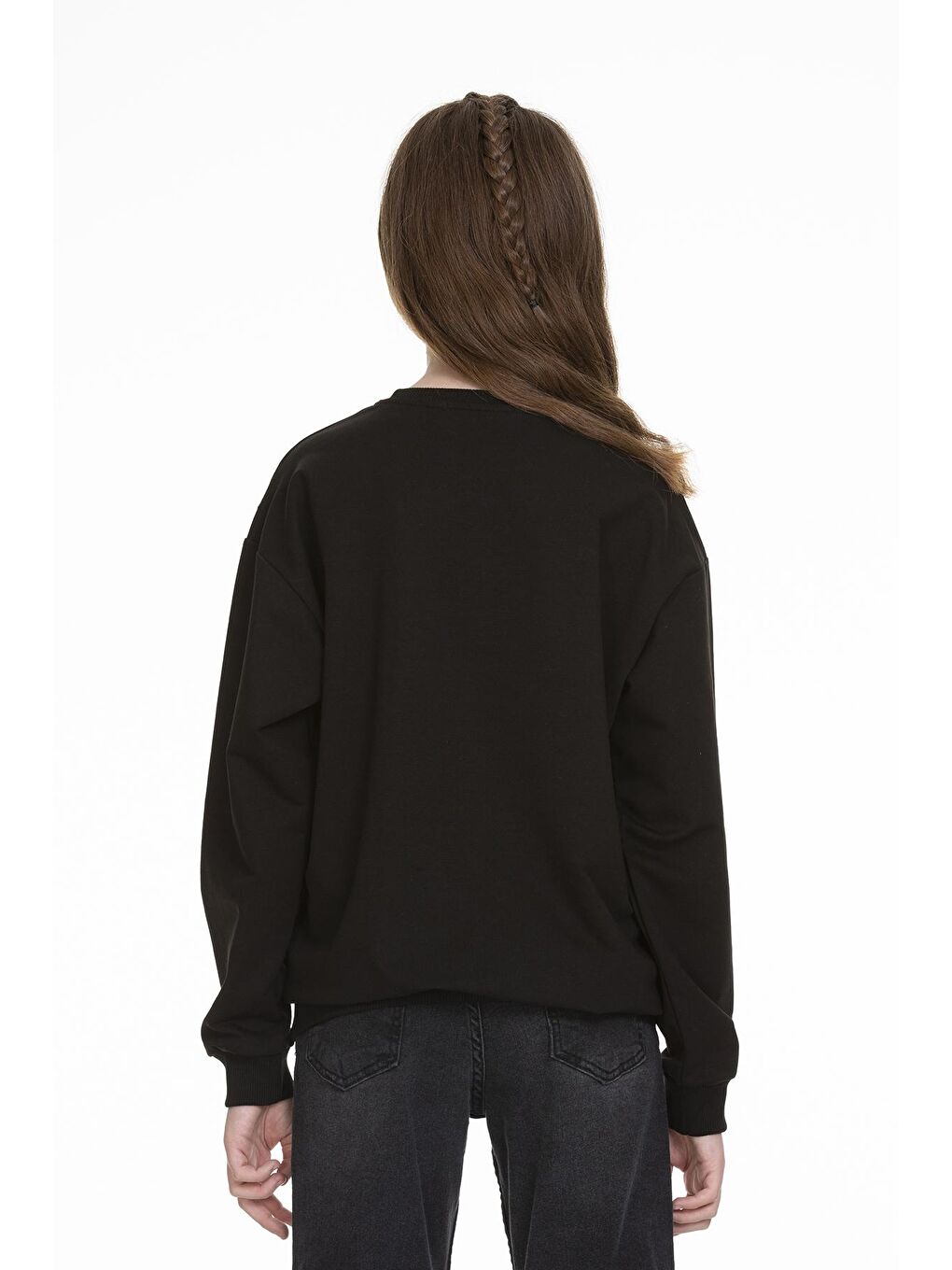 Siyah Kız Çocuk Yazı Baskılı Sweatshirt 9-14 Yaş Lx143-3