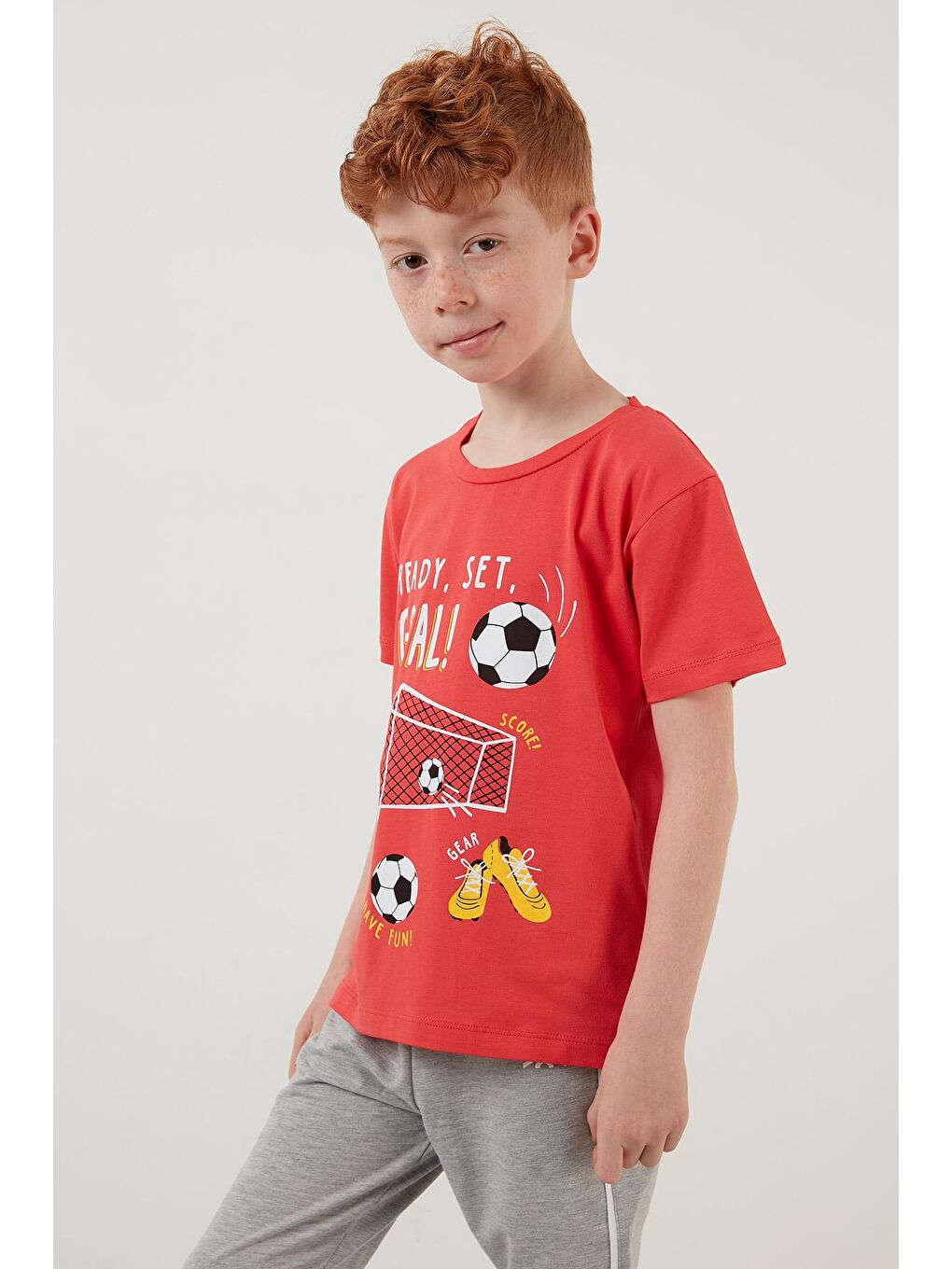 Mercan Baskılı Bisiklet Yaka Pamuklu T Shirt 6211006