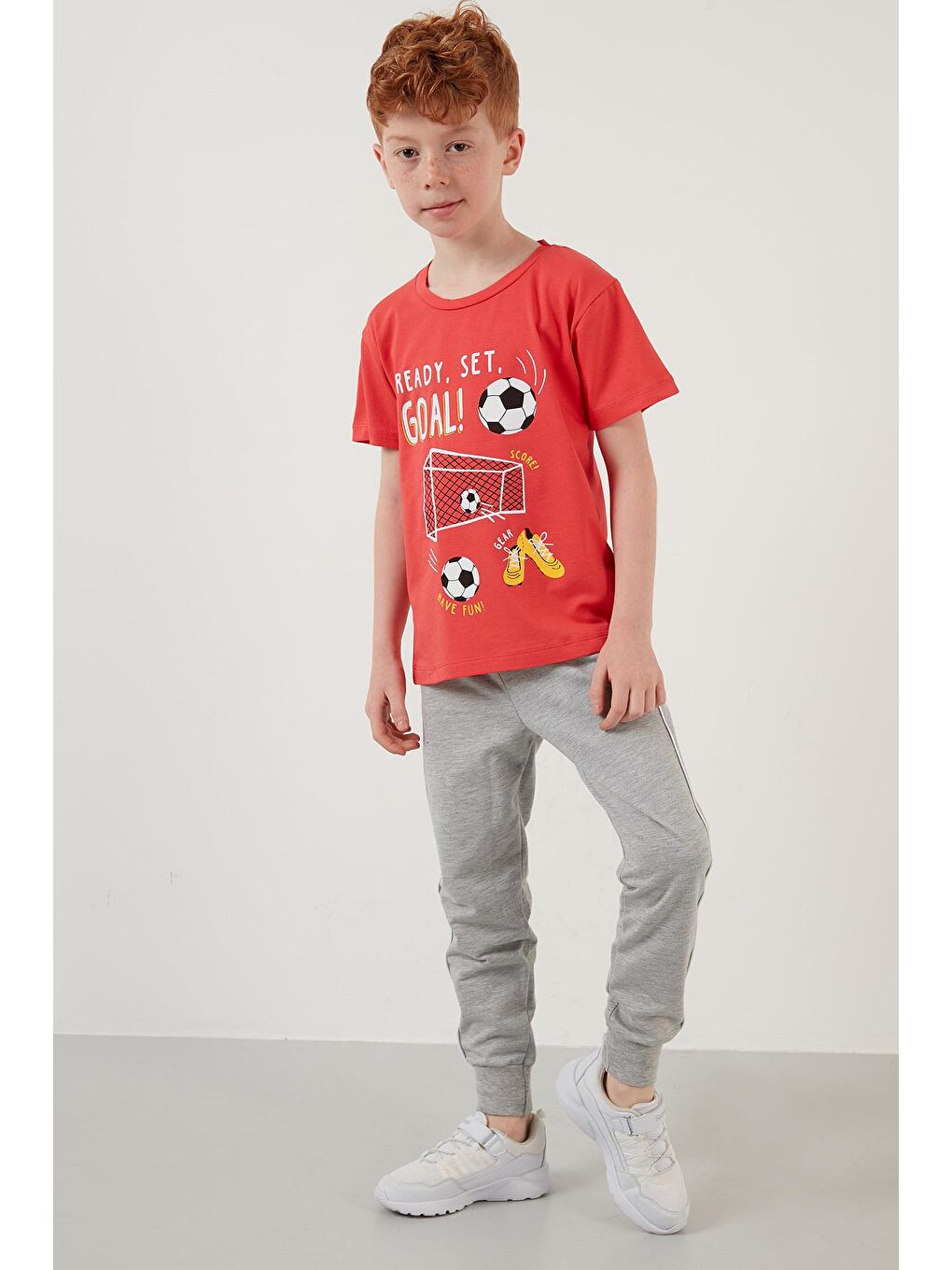 Mercan Baskılı Bisiklet Yaka Pamuklu T Shirt 6211006-1