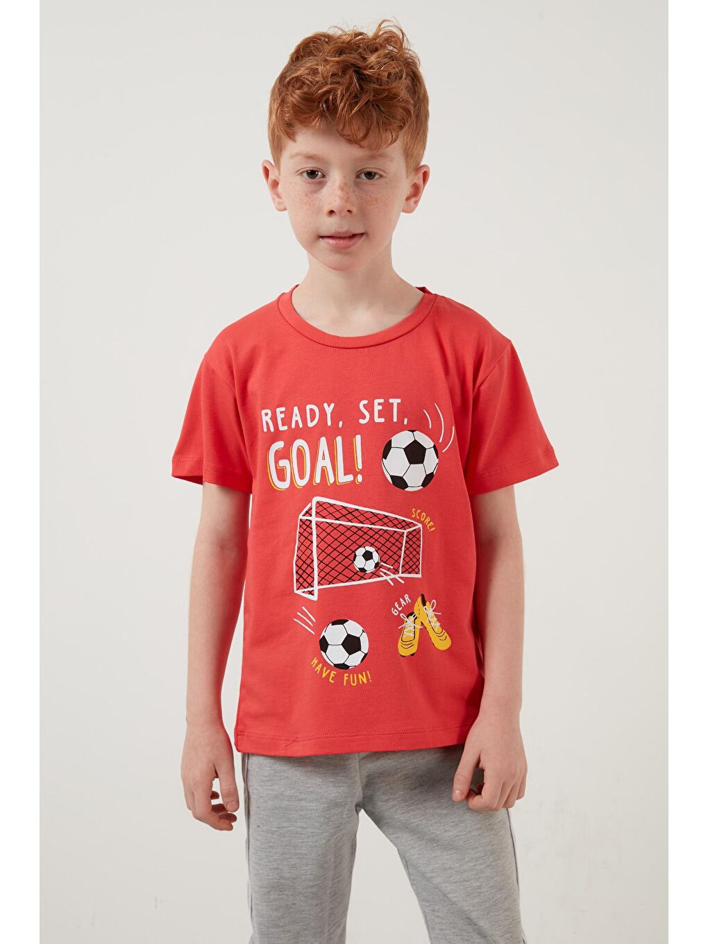 Mercan Baskılı Bisiklet Yaka Pamuklu T Shirt 6211006-2