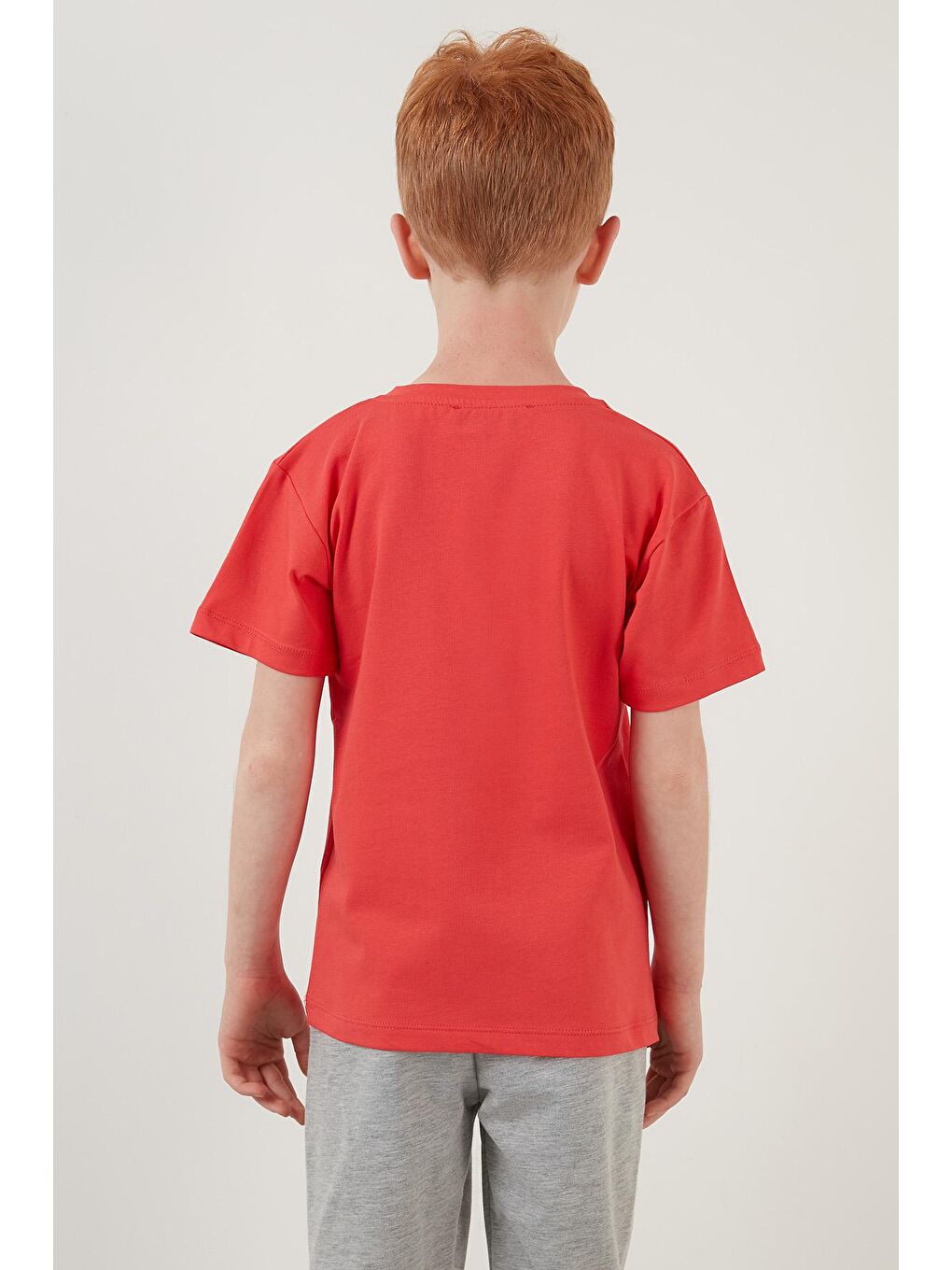 Mercan Baskılı Bisiklet Yaka Pamuklu T Shirt 6211006-3