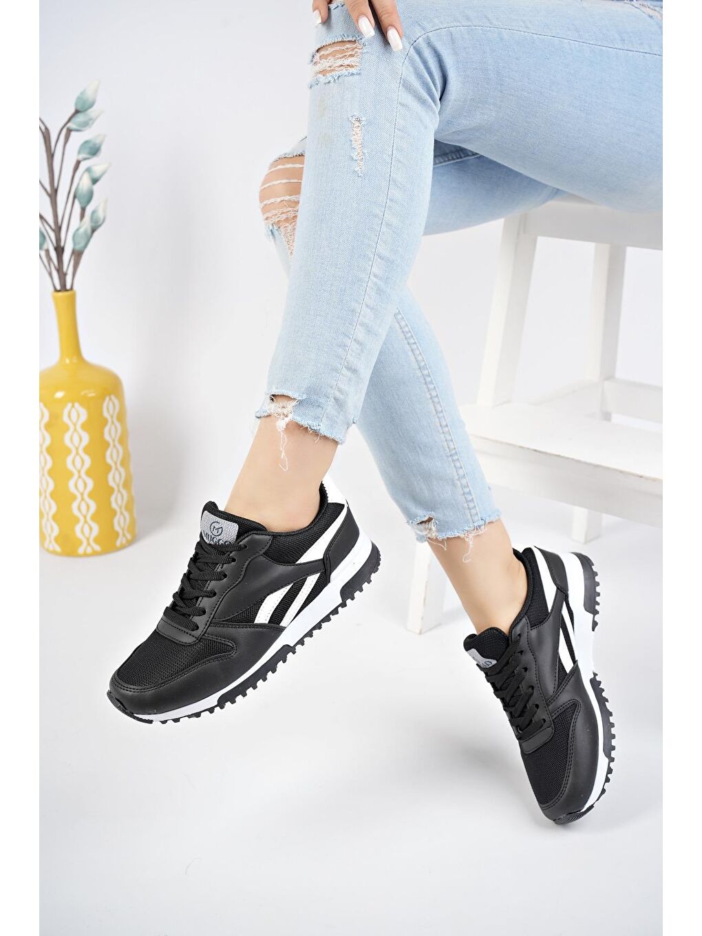 Siyah Elvis Unisex Ortopedik Günlük  Yürüyüş Koşu Sneaker Spor Ayakkabı-5