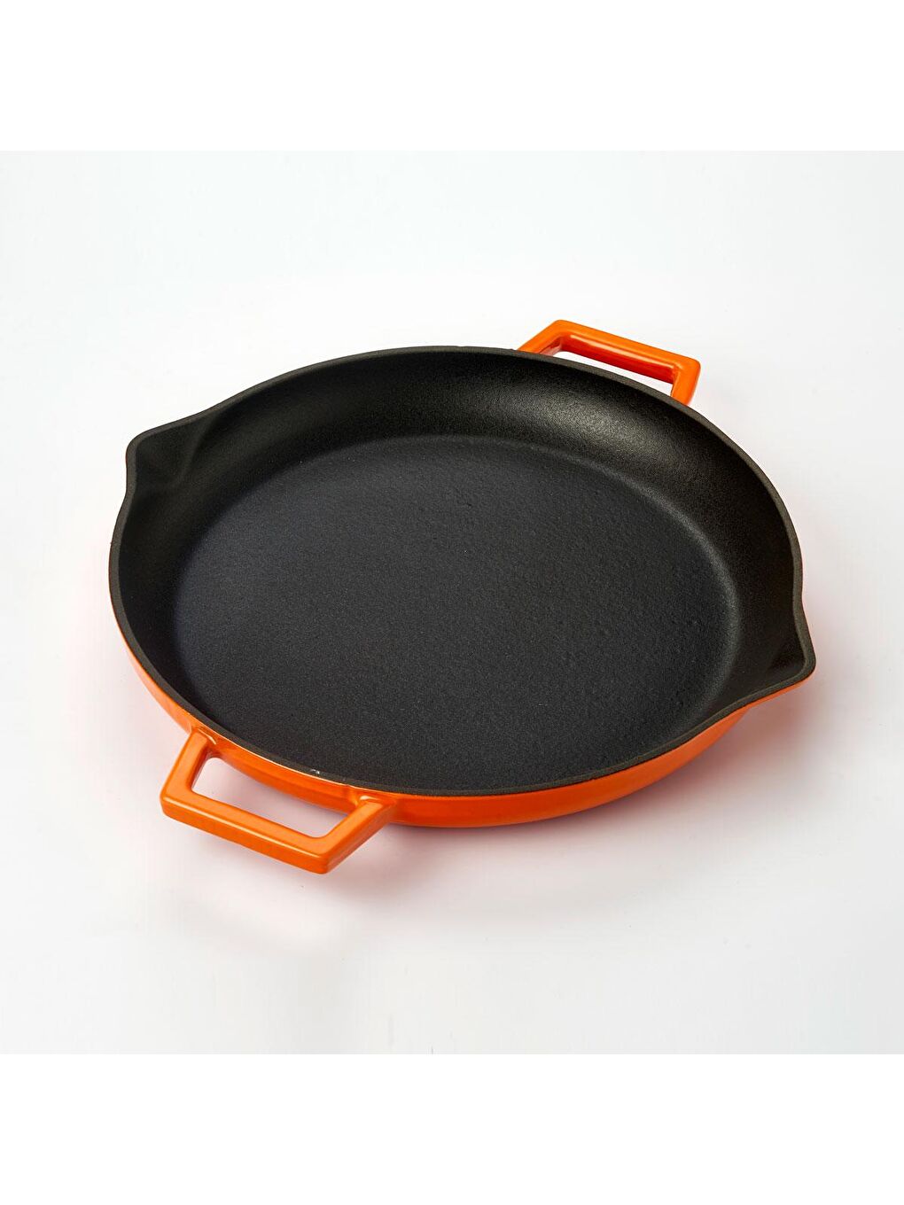 Turuncu Yuvarlak Kızartma Tavası Döküm Demir Yekpare Çift Kulplu Çap(Ø)26cm.-2