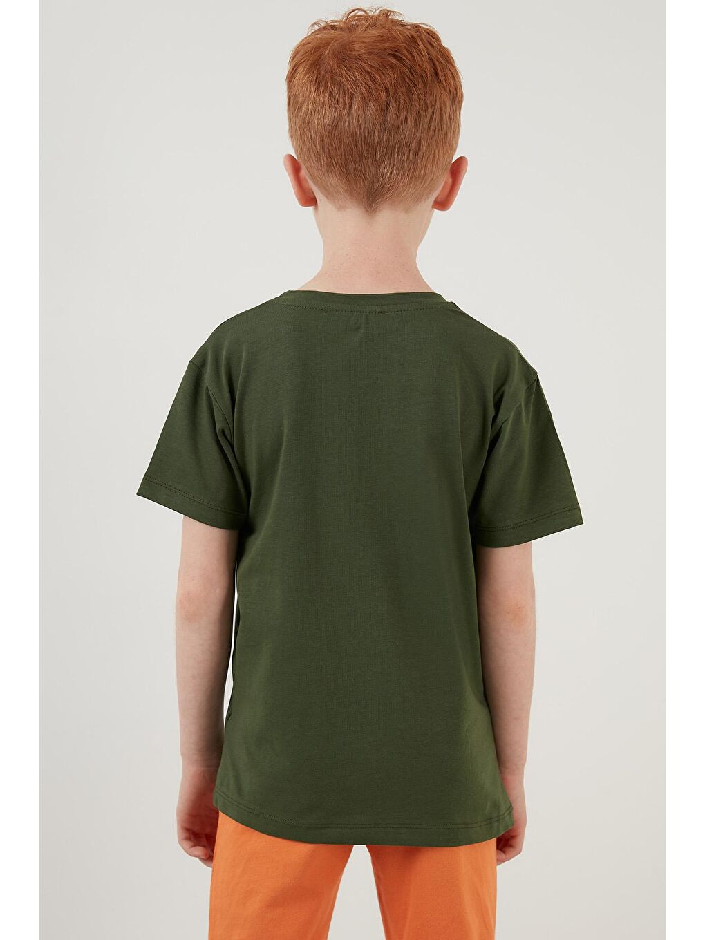 Haki Baskılı Bisiklet Yaka Pamuklu T Shirt 6211007-4