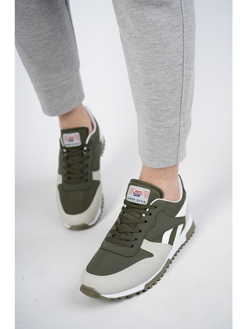 Haki Elvis Unisex Ortopedik Günlük  Yürüyüş Koşu Sneaker Spor Ayakkabı-2