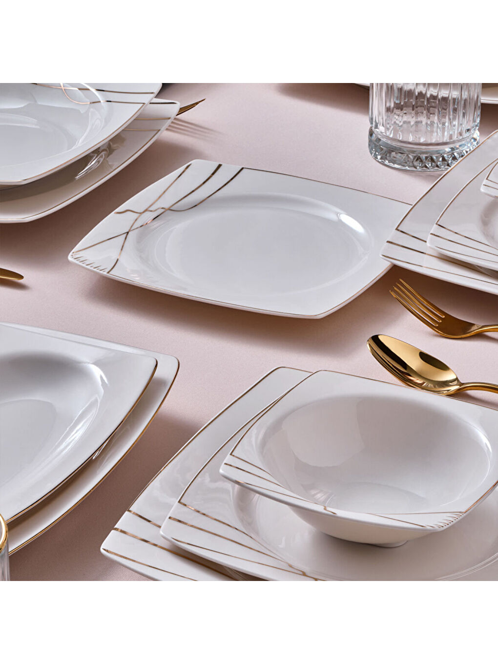 Ekru Caroline 54 Parça 12 Kişilik Yemek Takımı 6729-2