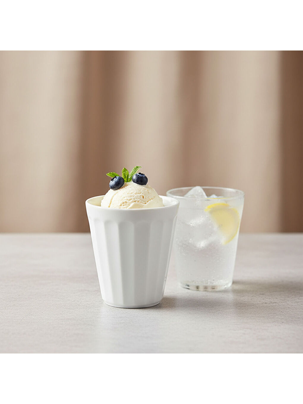 Ekru Güral 10 cm Rölyefli Çok Amaçlı Sunum Bardağı-3