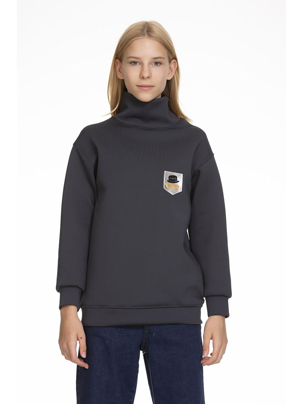 angelos Antrasit Kız Çocuk Scuba Sweatshirt 9-14 Yaş Lx164