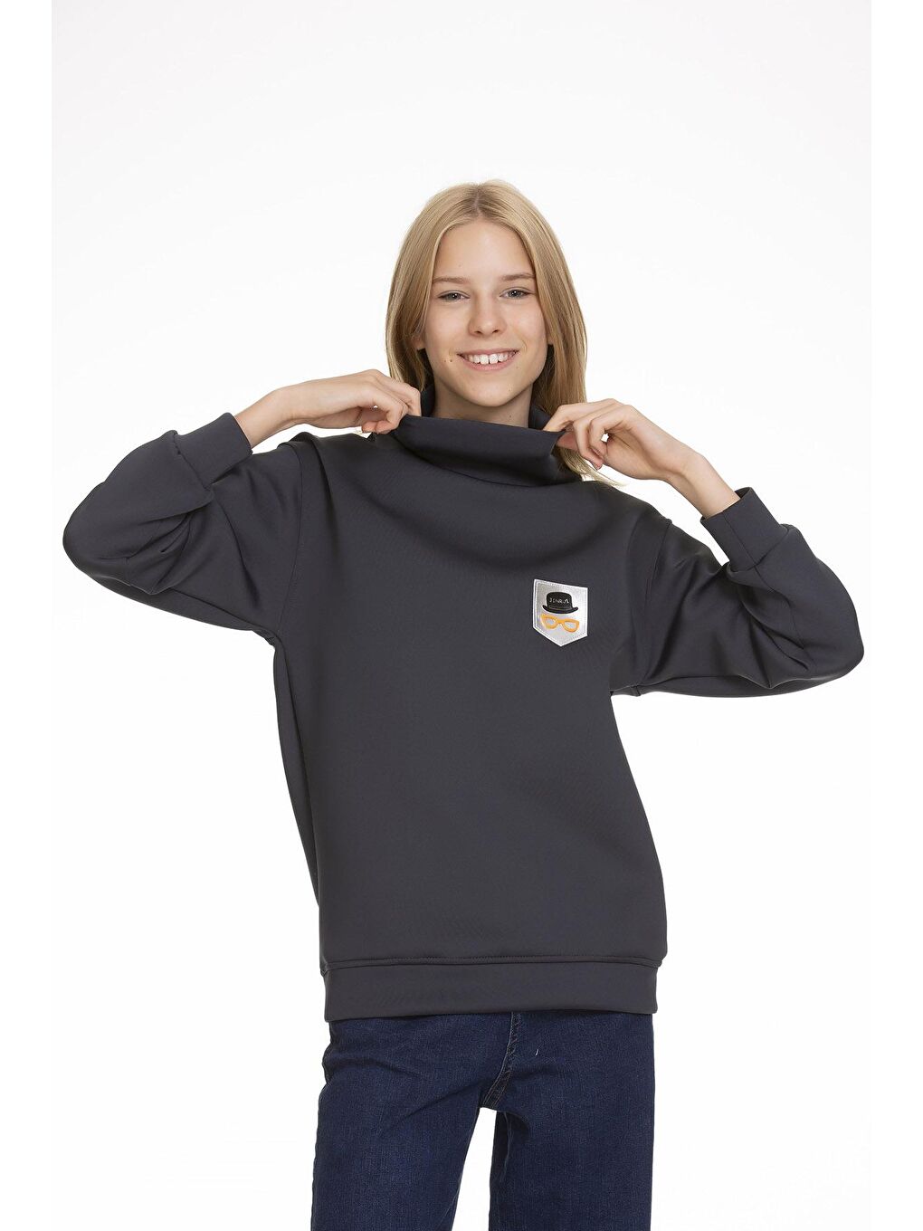 angelos Antrasit Kız Çocuk Scuba Sweatshirt 9-14 Yaş Lx164 - 1