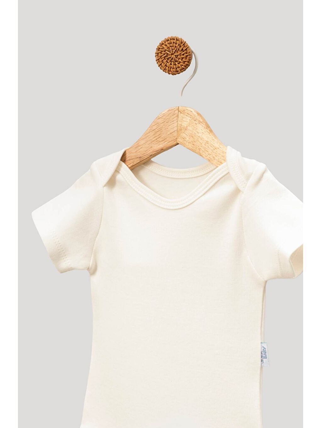 Ekru 5'Li Zıbın Kısa Kollu %100 Pamuk Çıtçıtlı Bebek Body-3