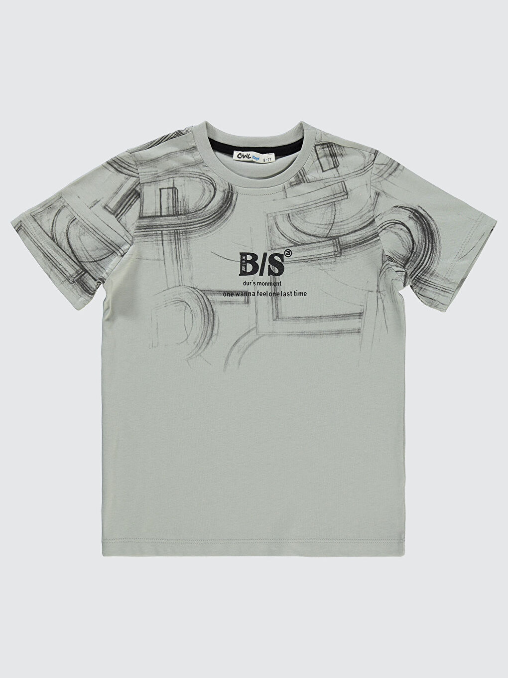 Boys Erkek Çocuk Tişört 6-9 Yaş Gri