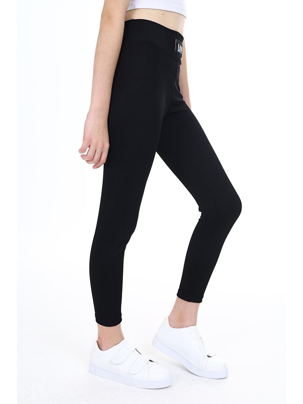 Siyah Kız Çocuk Düz Fitilli Tayt 3-12 Yaş