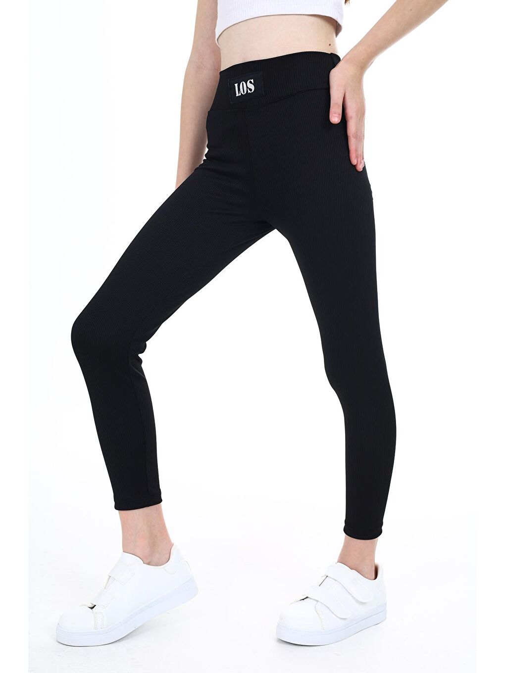 Siyah Kız Çocuk Düz Fitilli Tayt 3-12 Yaş-1