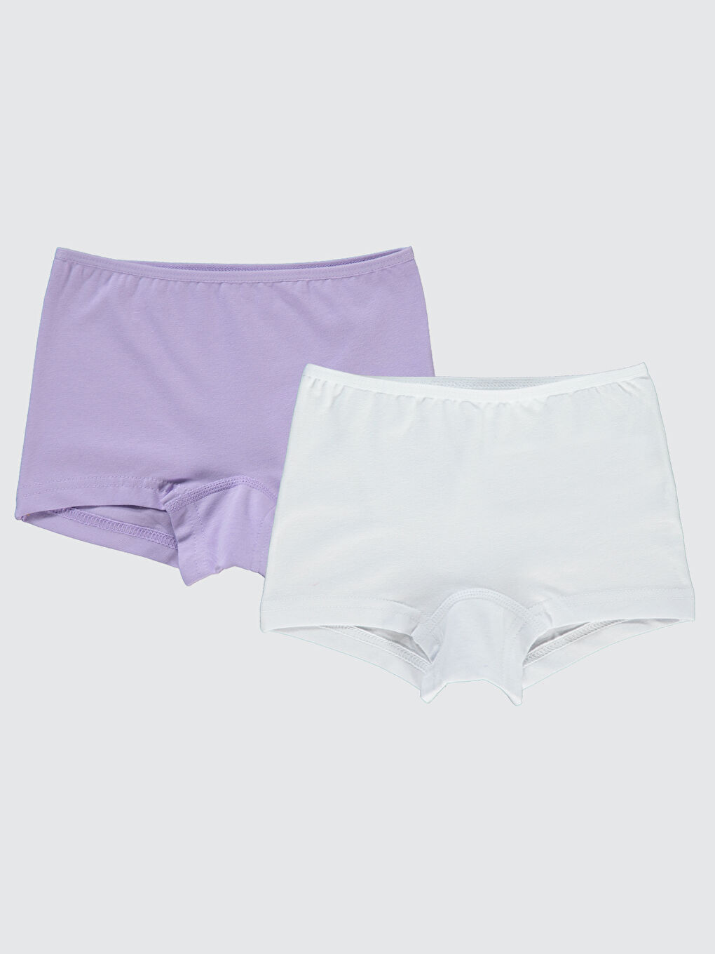 Girls Kız Çocuk 2'li Boxer Set 2-10 Yaş Beyaz Lila