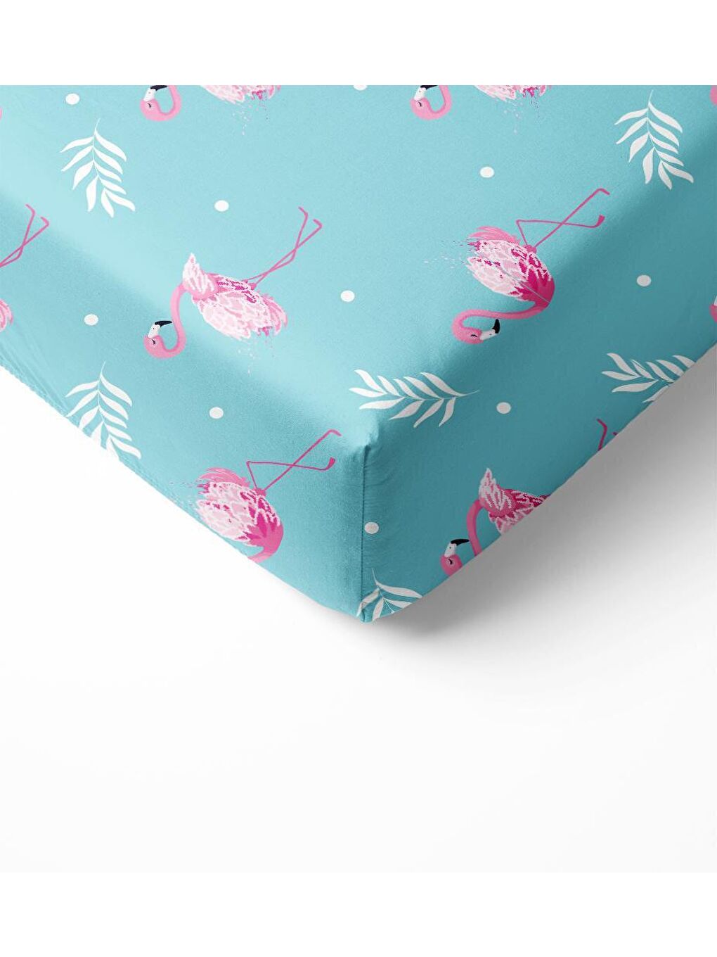 Karışık Flamingo Desen Baskılı Bebek Boy Lastikli Çarşaf Seti Pembe  60x120 cm-1