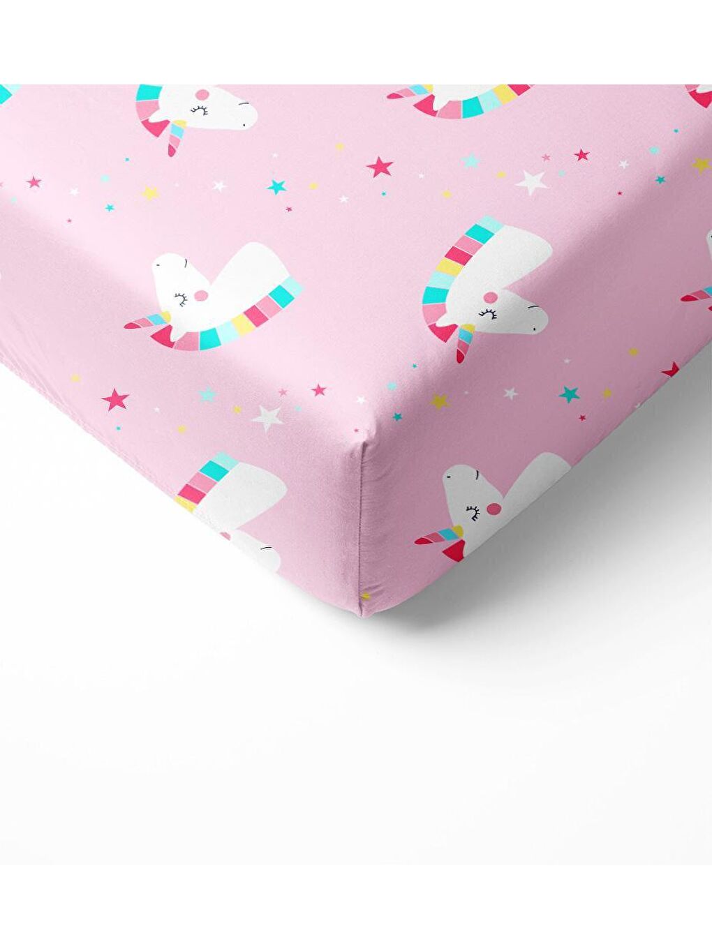 Karışık Desen Baskılı Bebek Boy Lastikli Çarşaf Seti Pembe  60x120 cm-1