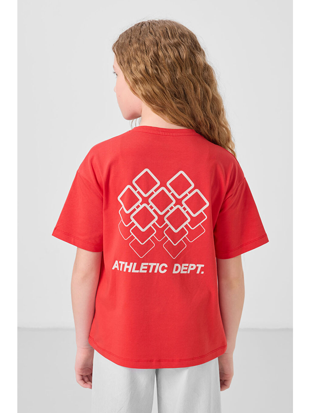 Kırmızı Fiesta Pamuklu O Yaka Oversize Fit Baskılı Kız Çocuk T-Shirt - 75178-4