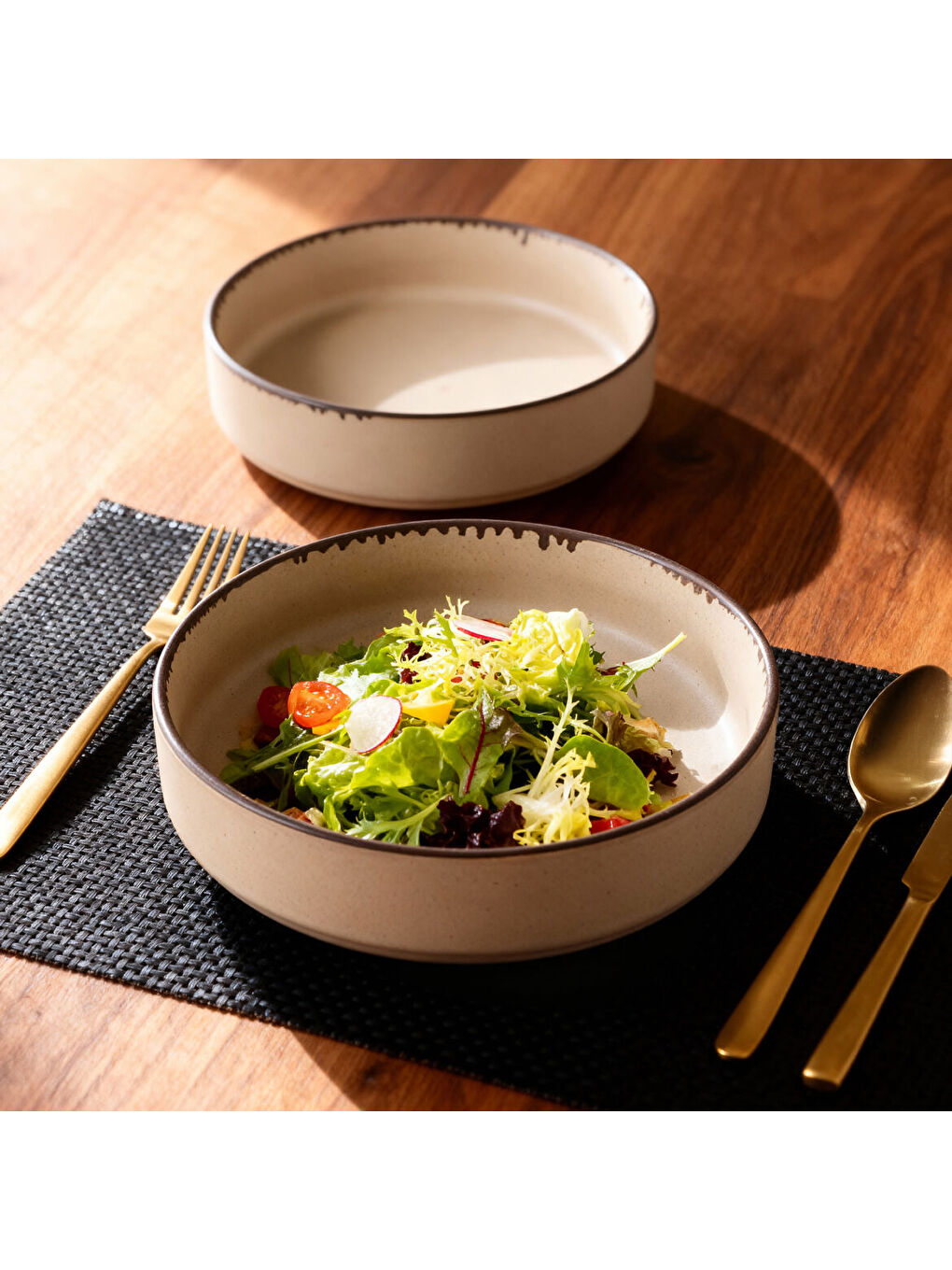 Ekru Ese Valeron 2 Adet 18 cm Salata Kasesi Mat Bej 26B-2