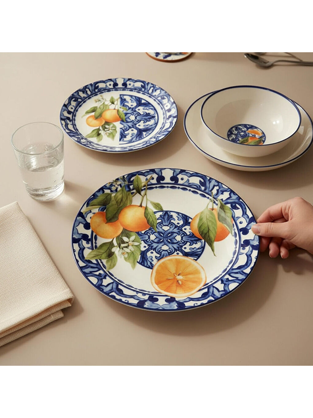 Ekru Camelia 8 Parça 2 Kişilik Yemek Takımı 5535-1