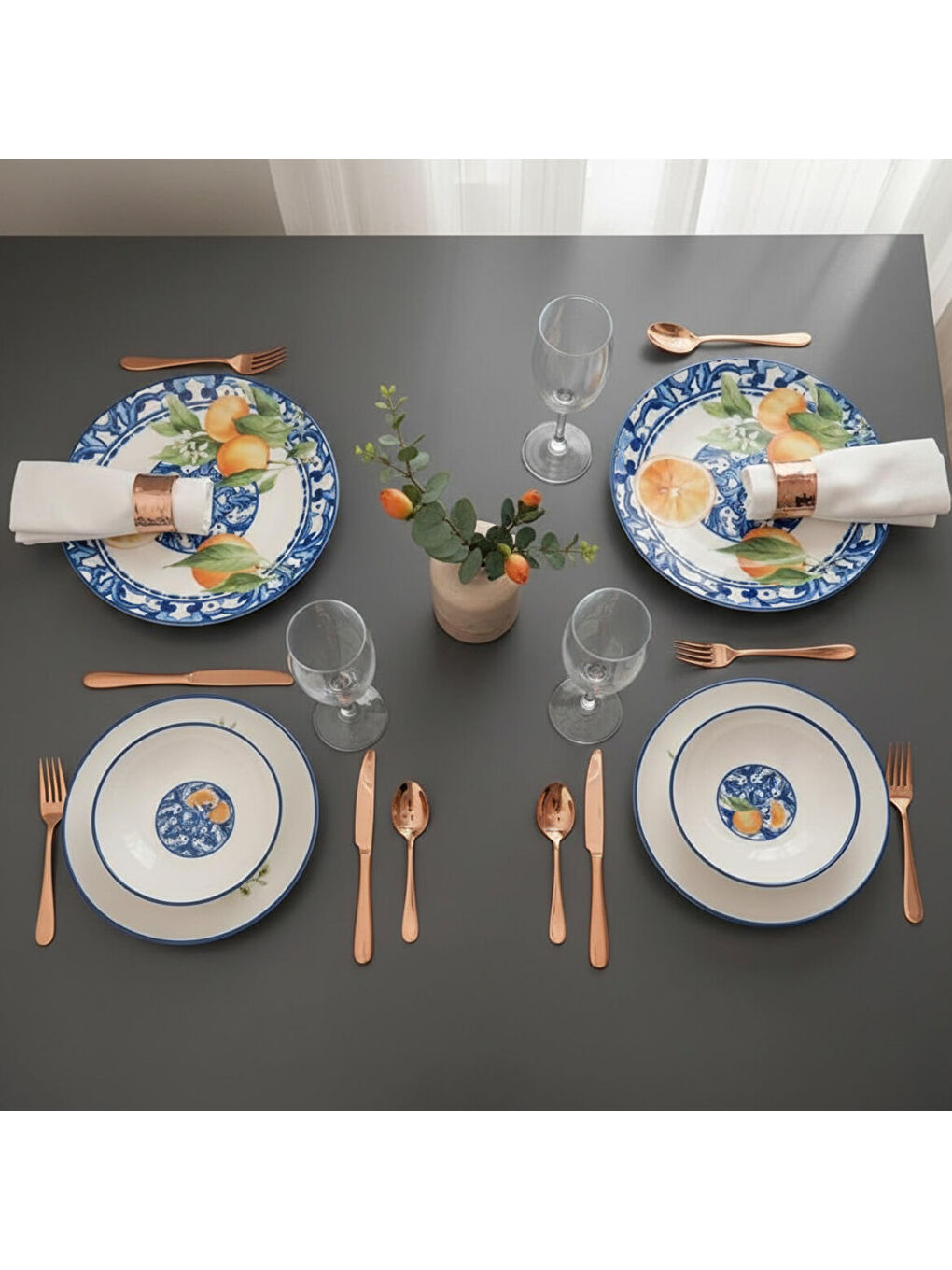 Ekru Camelia 8 Parça 2 Kişilik Yemek Takımı 5535-2