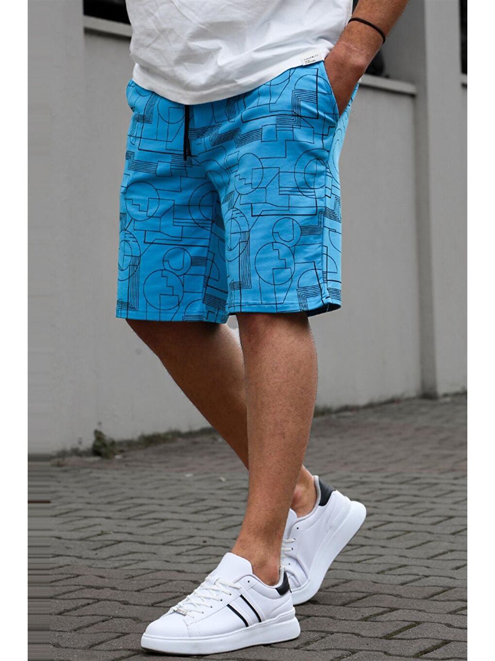 Mavi Desenli Comfort Fit Erkek Kapri Şort 5497