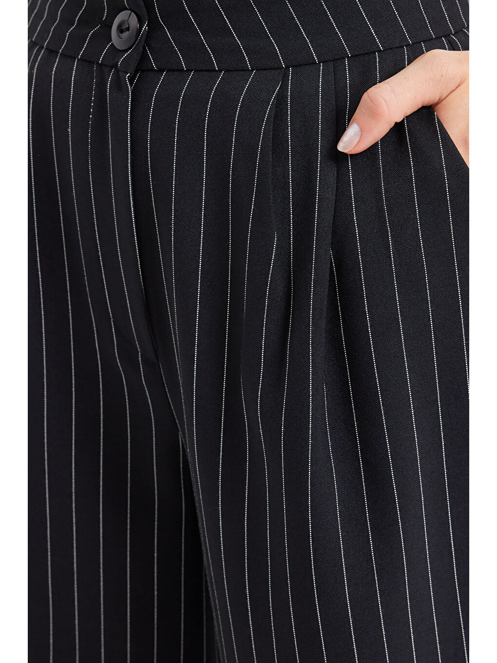 6638 Yüksek Bel Palazzo Pantolon - Siyah-9