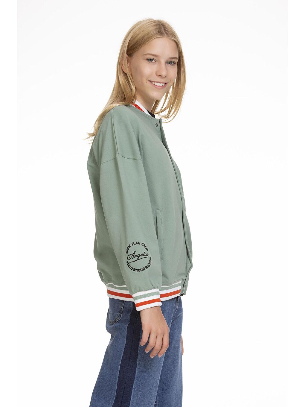 Yeşil Kız Çocuk Kolej Tarz Ceket 6 -12 Yaş Lx142-2