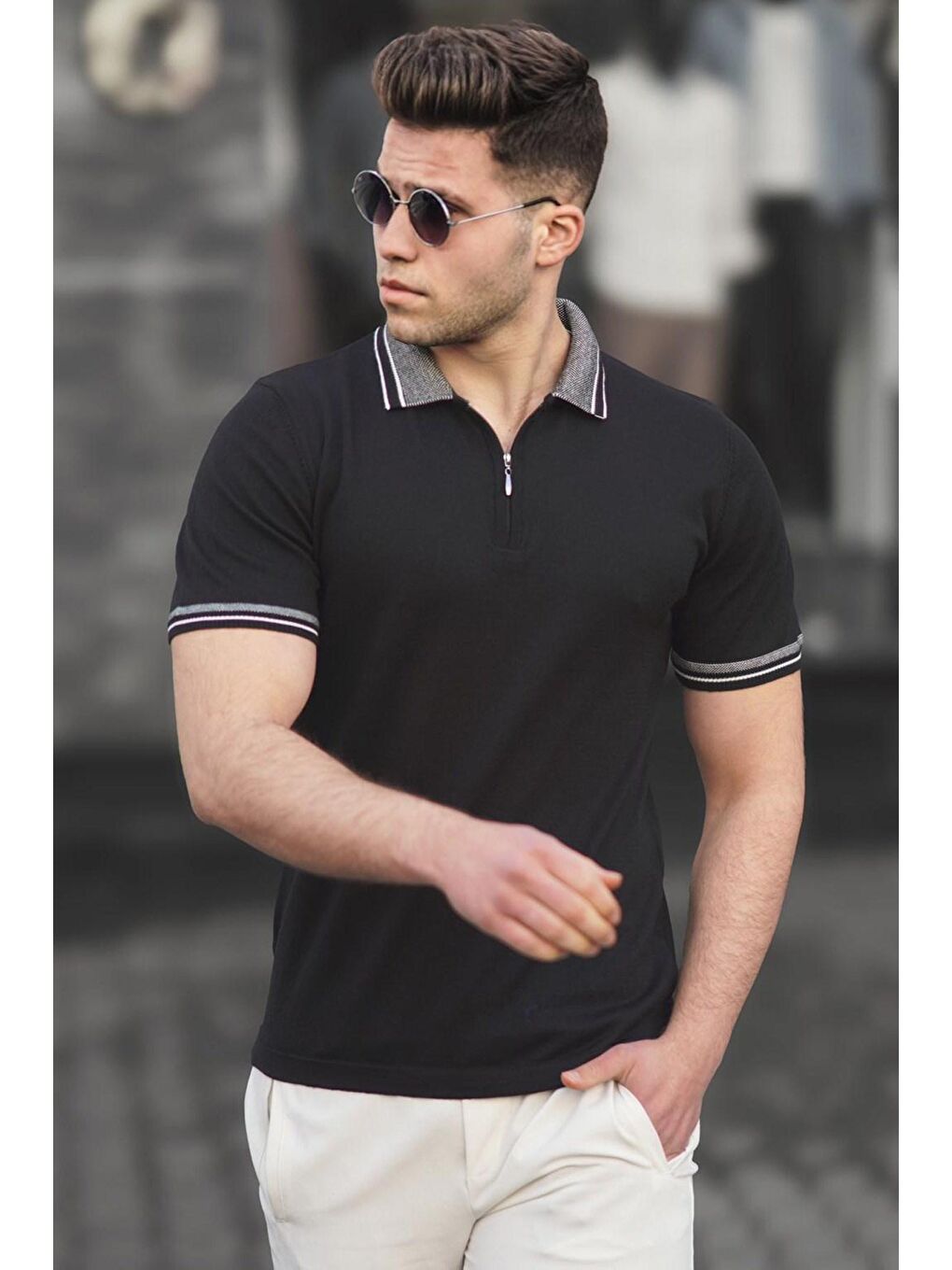Siyah Basic Polo Yaka Erkek Tişört 5099