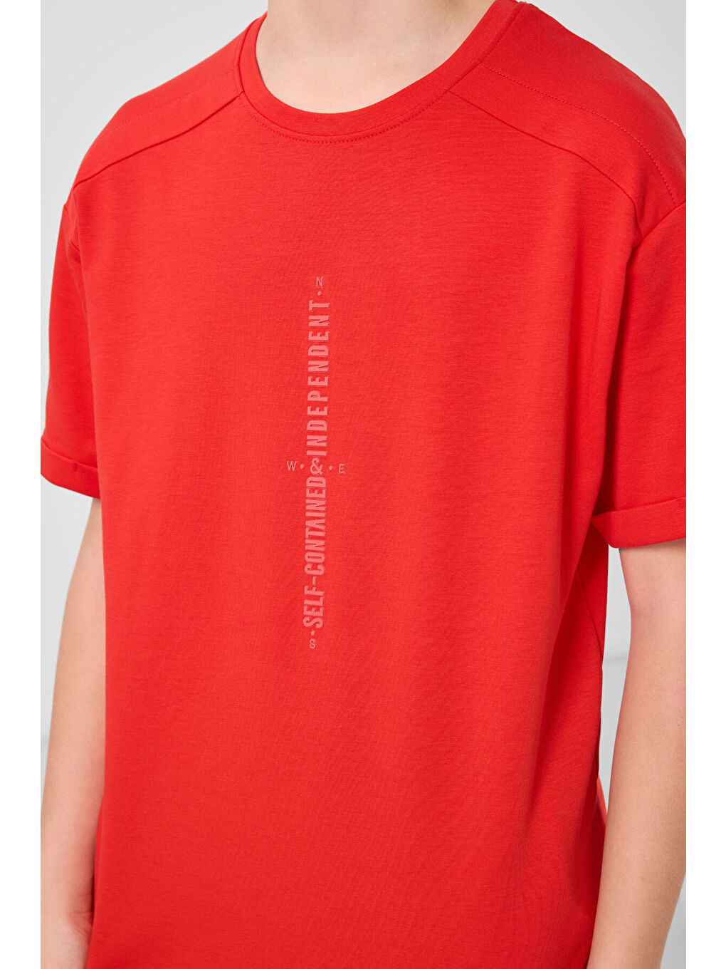 Kırmızı Fiesta Pamuklu Yumuşak Dokulu Oversize Baskılı Erkek Çocuk T-Shirt - 11301-3