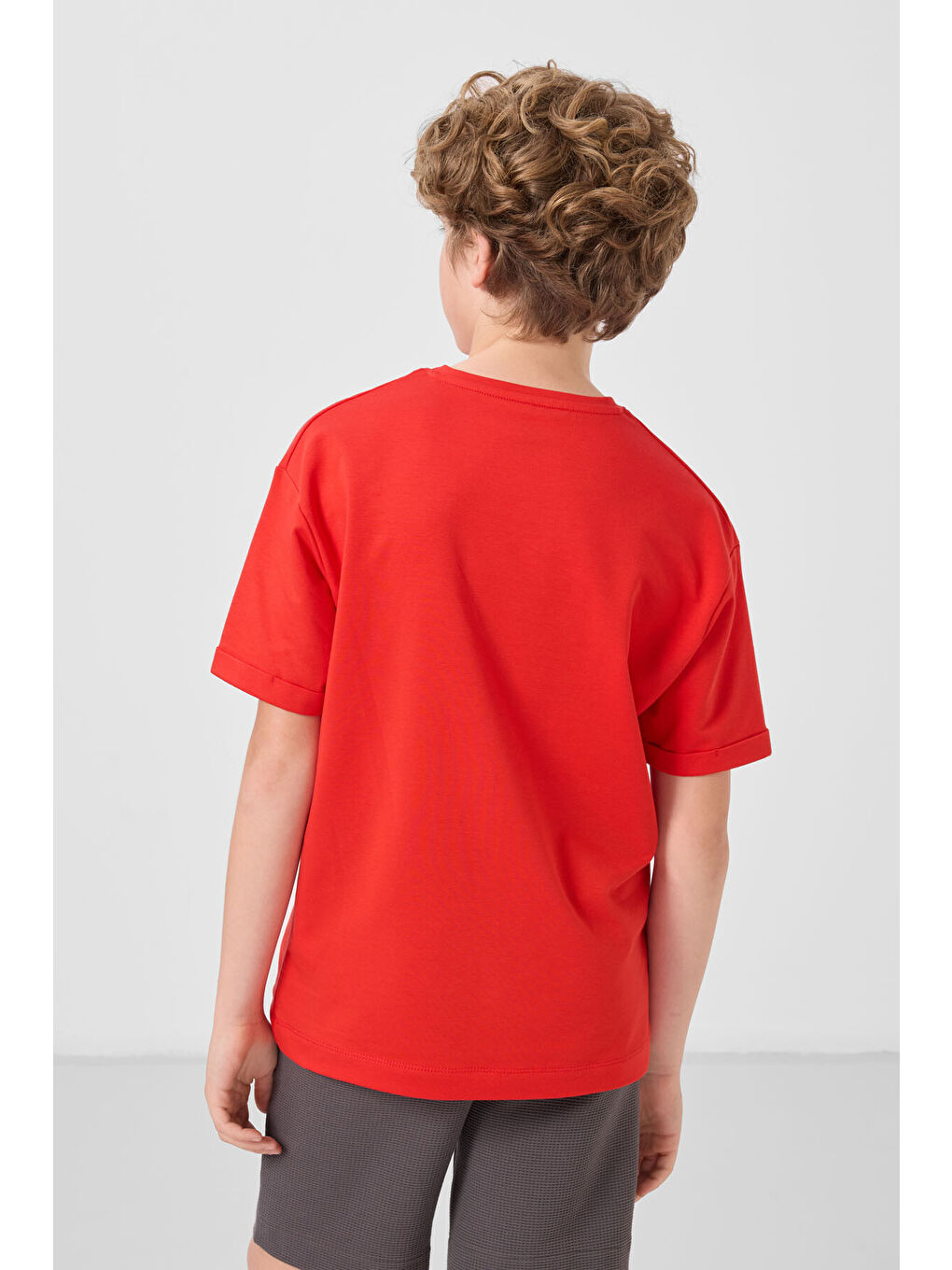 Kırmızı Fiesta Pamuklu Yumuşak Dokulu Oversize Baskılı Erkek Çocuk T-Shirt - 11301-4