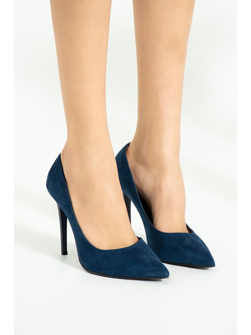 Lacivert Rahat Kalıp Uzun Topuklu Kadın Klasik Stiletto 017-1770-23Süet