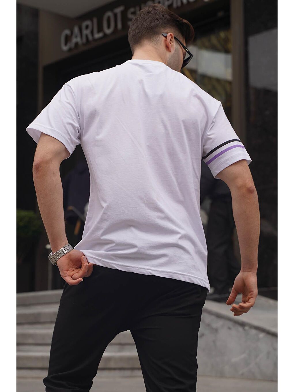 Beyaz Regular Fit Baskılı Erkek %100 Pamuk Tişört 6087-1