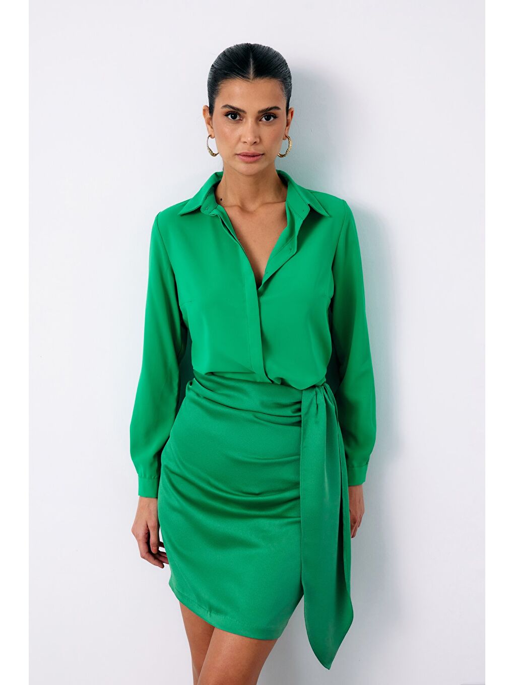 Klasik Düz Gömlek - Yeşil