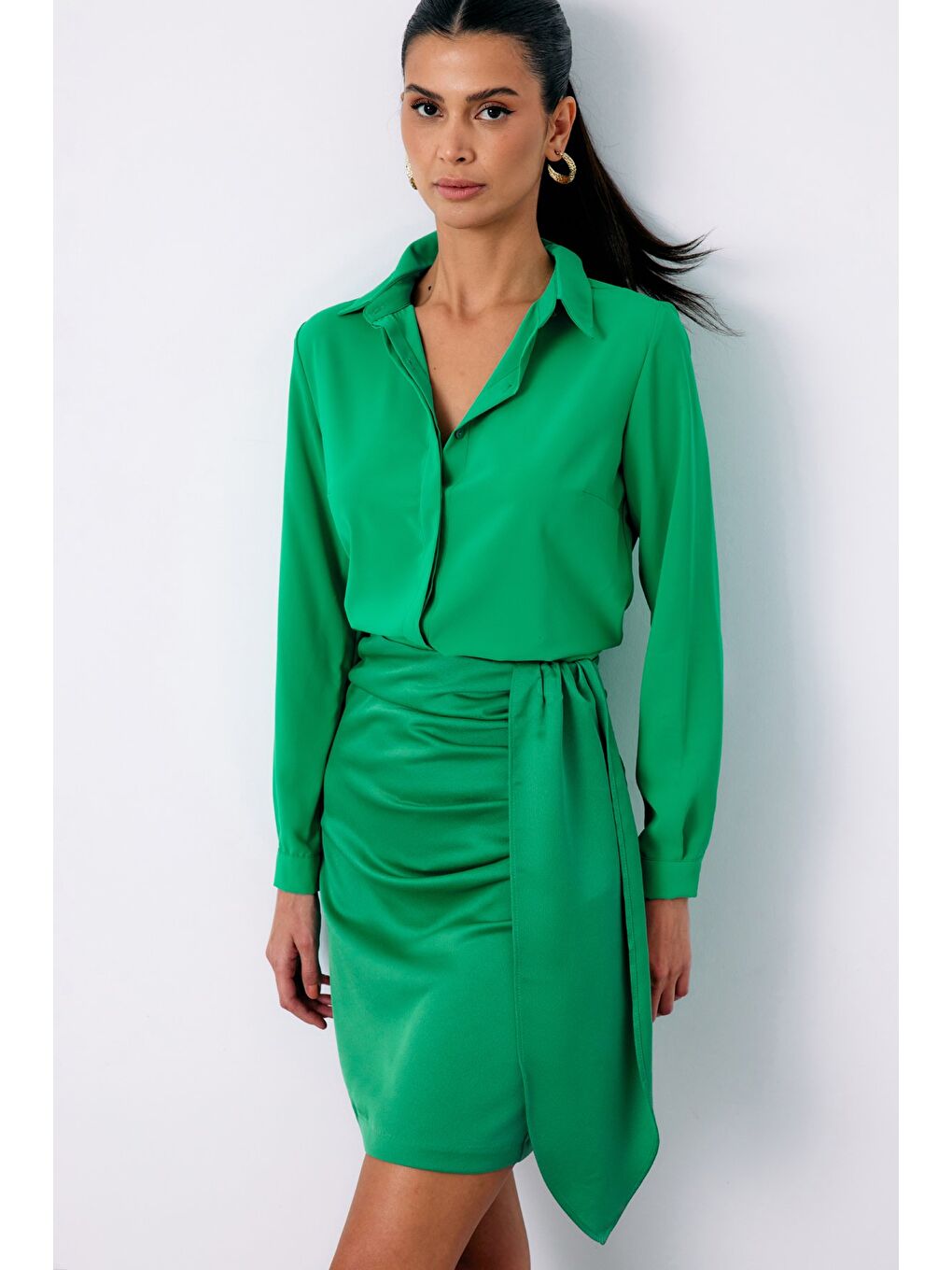 Klasik Düz Gömlek - Yeşil-1