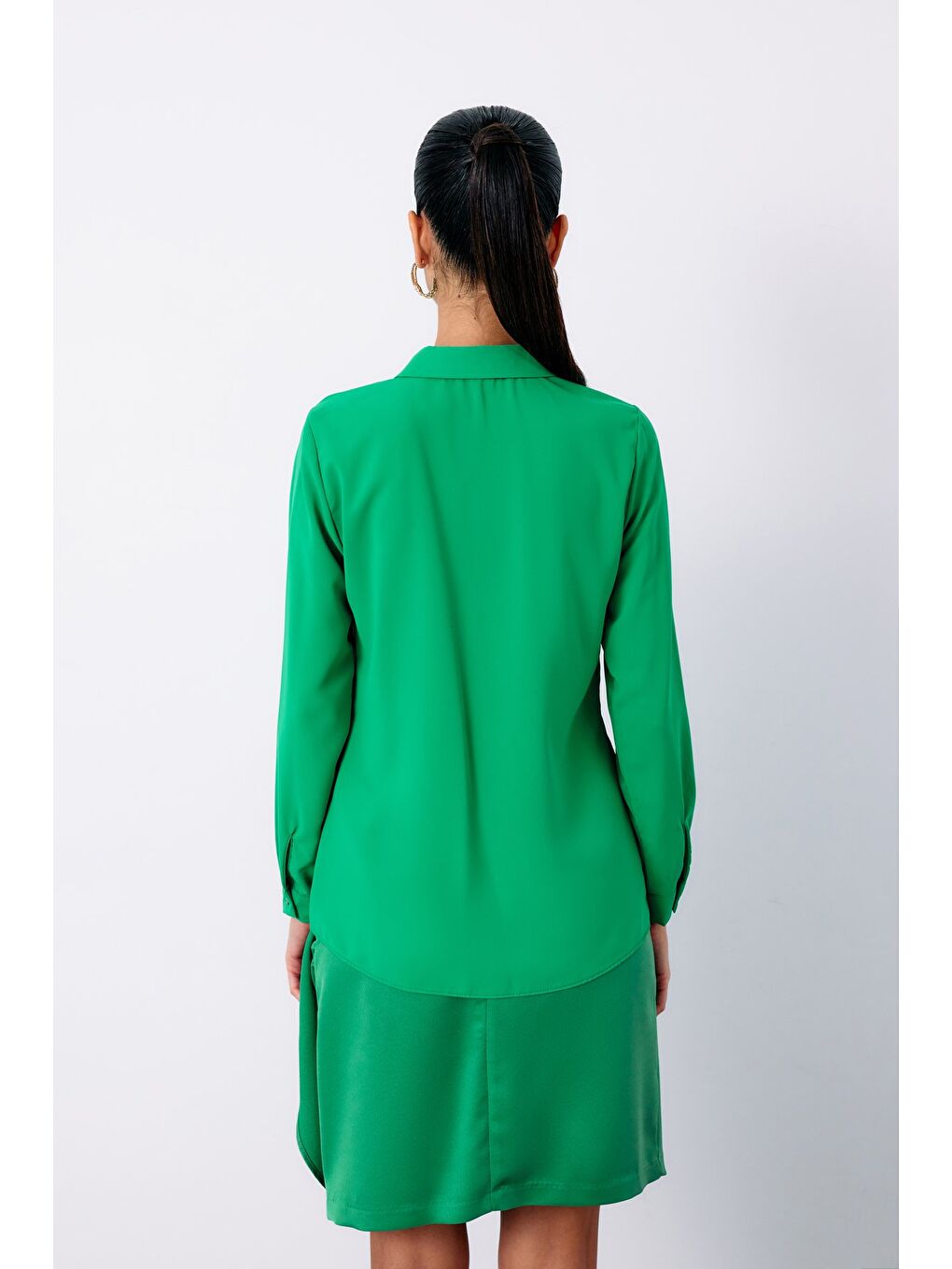 Klasik Düz Gömlek - Yeşil-4