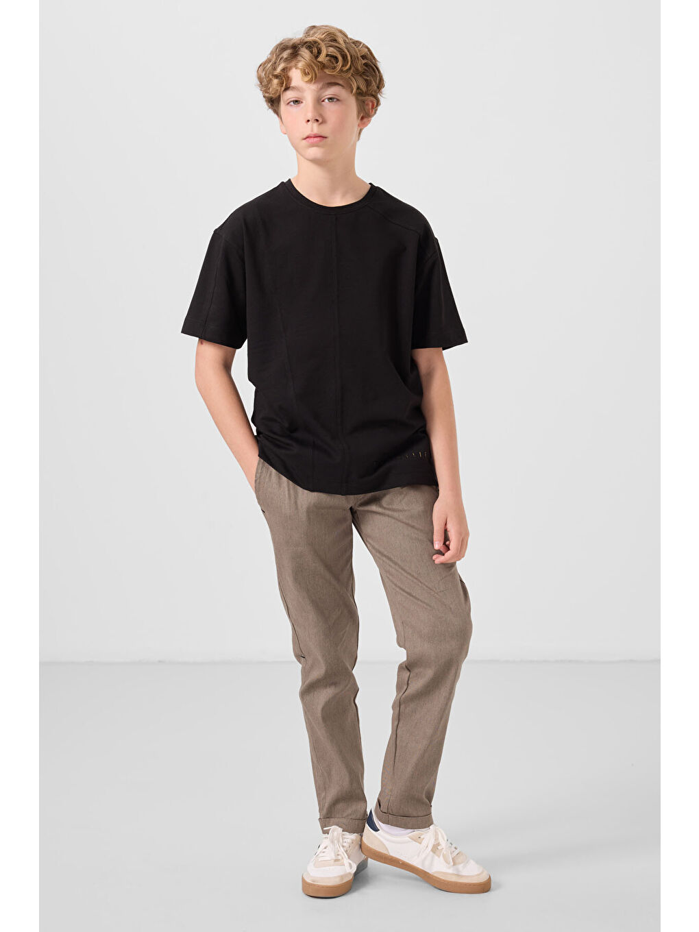 Kahverengi Camel Standart Fit Dokuma Hafif Esnek Chino Erkek Çocuk Pantolon - 11272