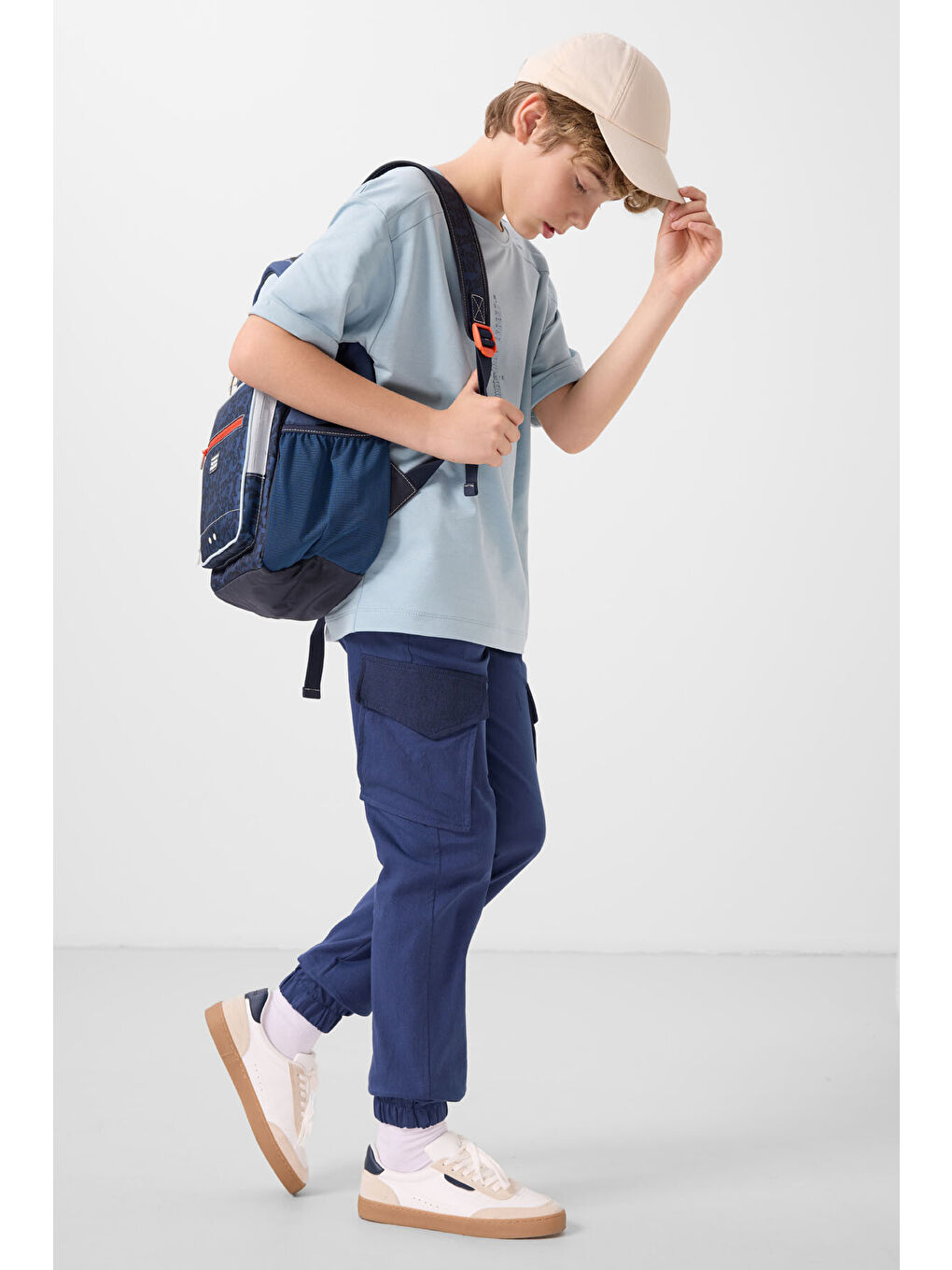 Açık Mavi Pamuklu Yumuşak Dokulu Oversize Baskılı Erkek Çocuk T-Shirt - 11301-2