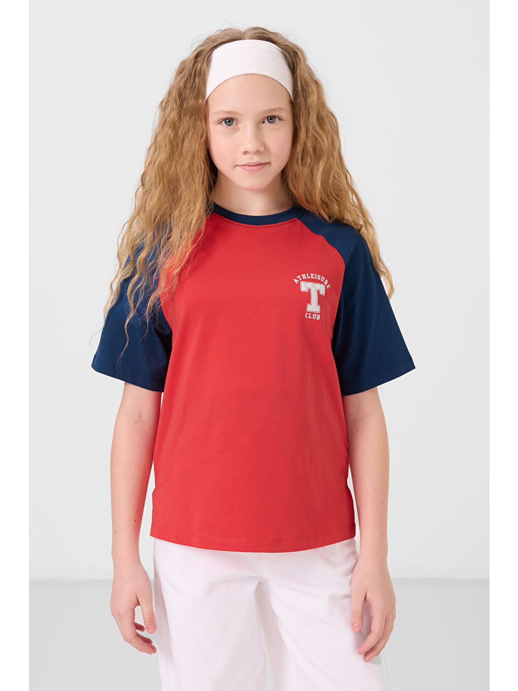 Kırmızı Fiesta O Yaka Pamuklu Baskılı Oversize Fit Kız Çocuk T-Shirt - 75179