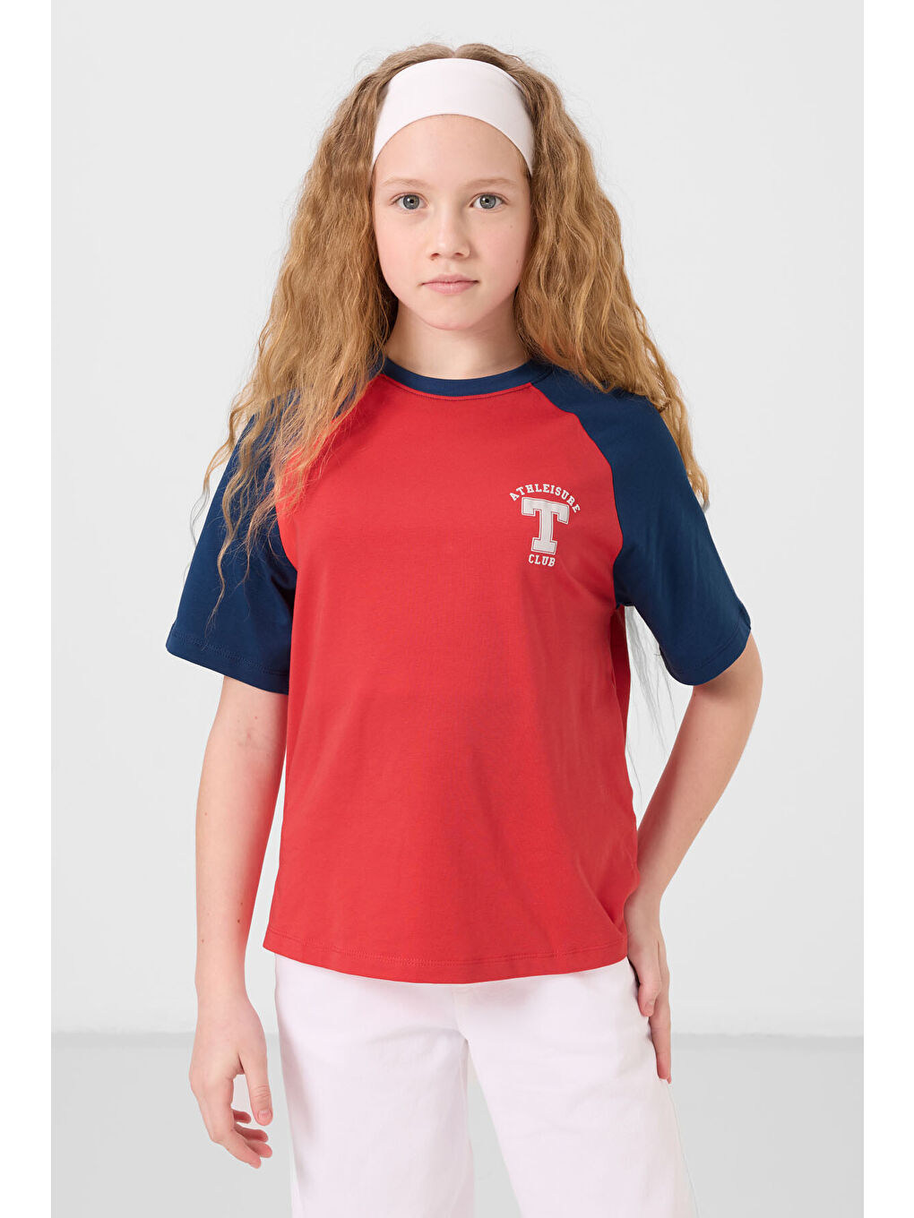 Kırmızı Fiesta O Yaka Pamuklu Baskılı Oversize Fit Kız Çocuk T-Shirt - 75179-3