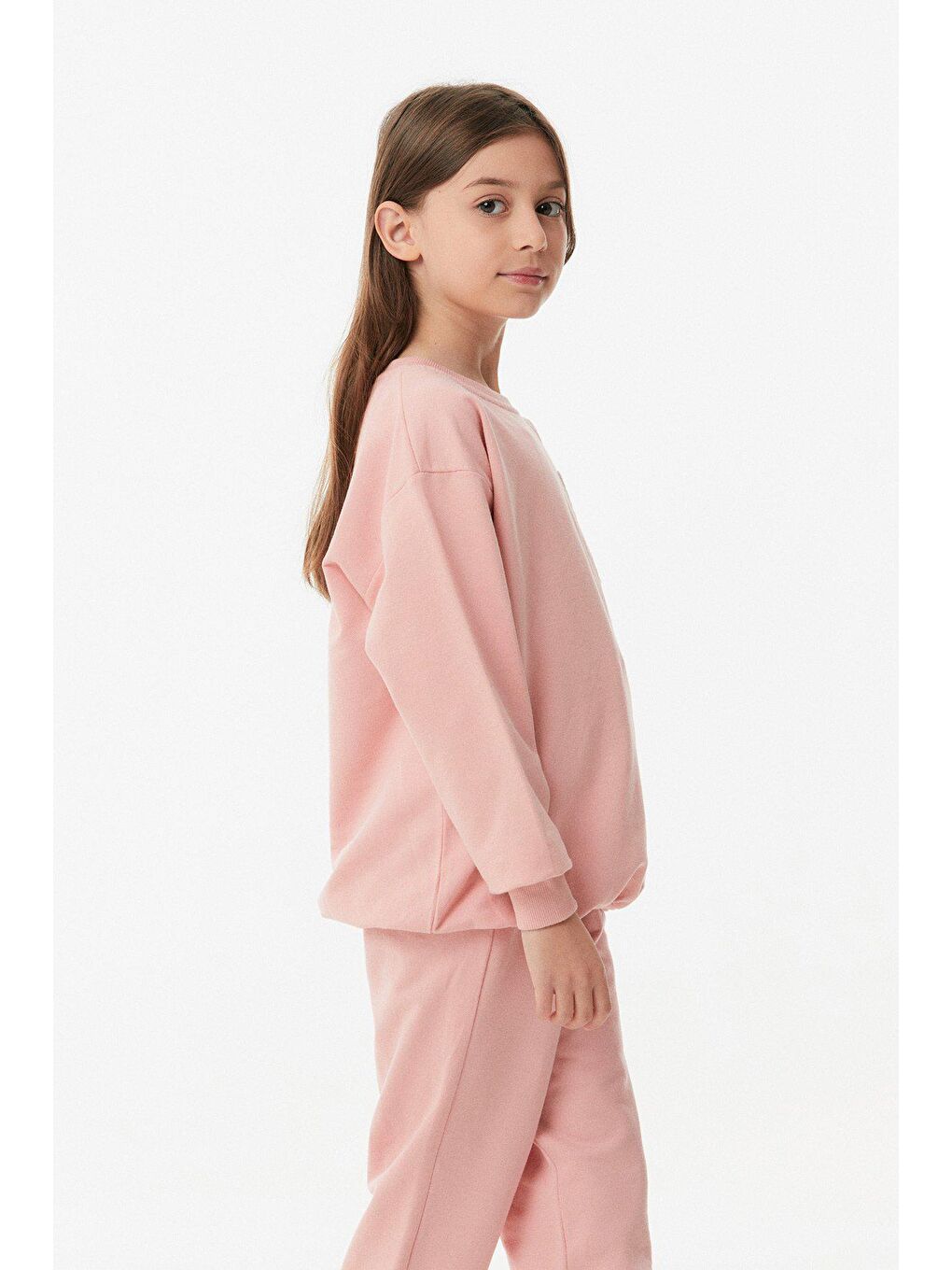 Pembe Nakışlı Bisiklet Yaka Kız Çocuk Takımı-2