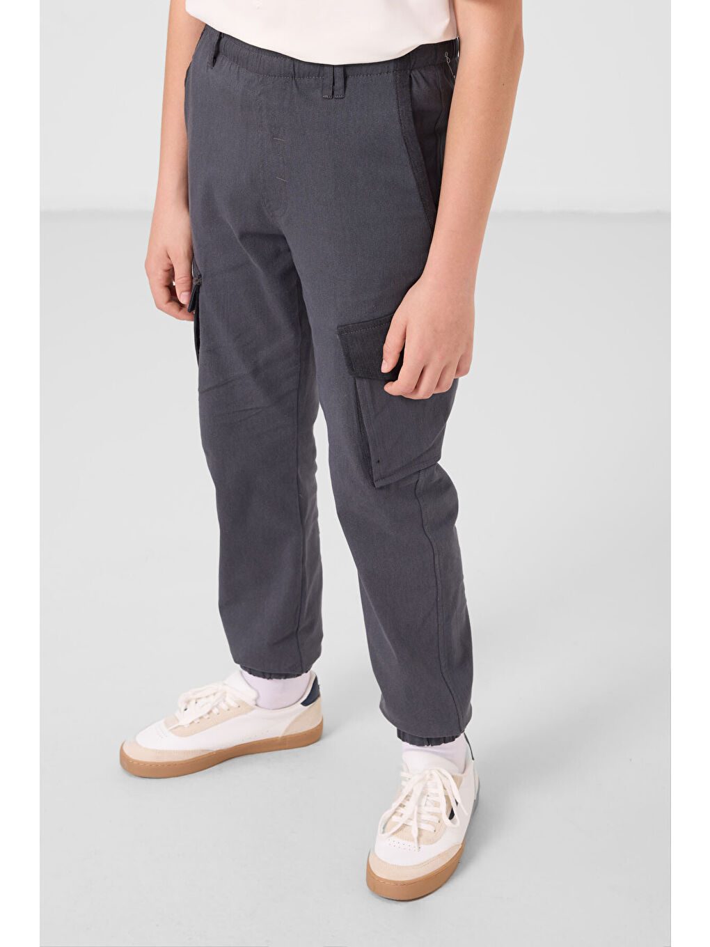 Gri Standart Fit Dokuma Hafif Esnek Chino Erkek Çocuk Pantolon - 11271-1