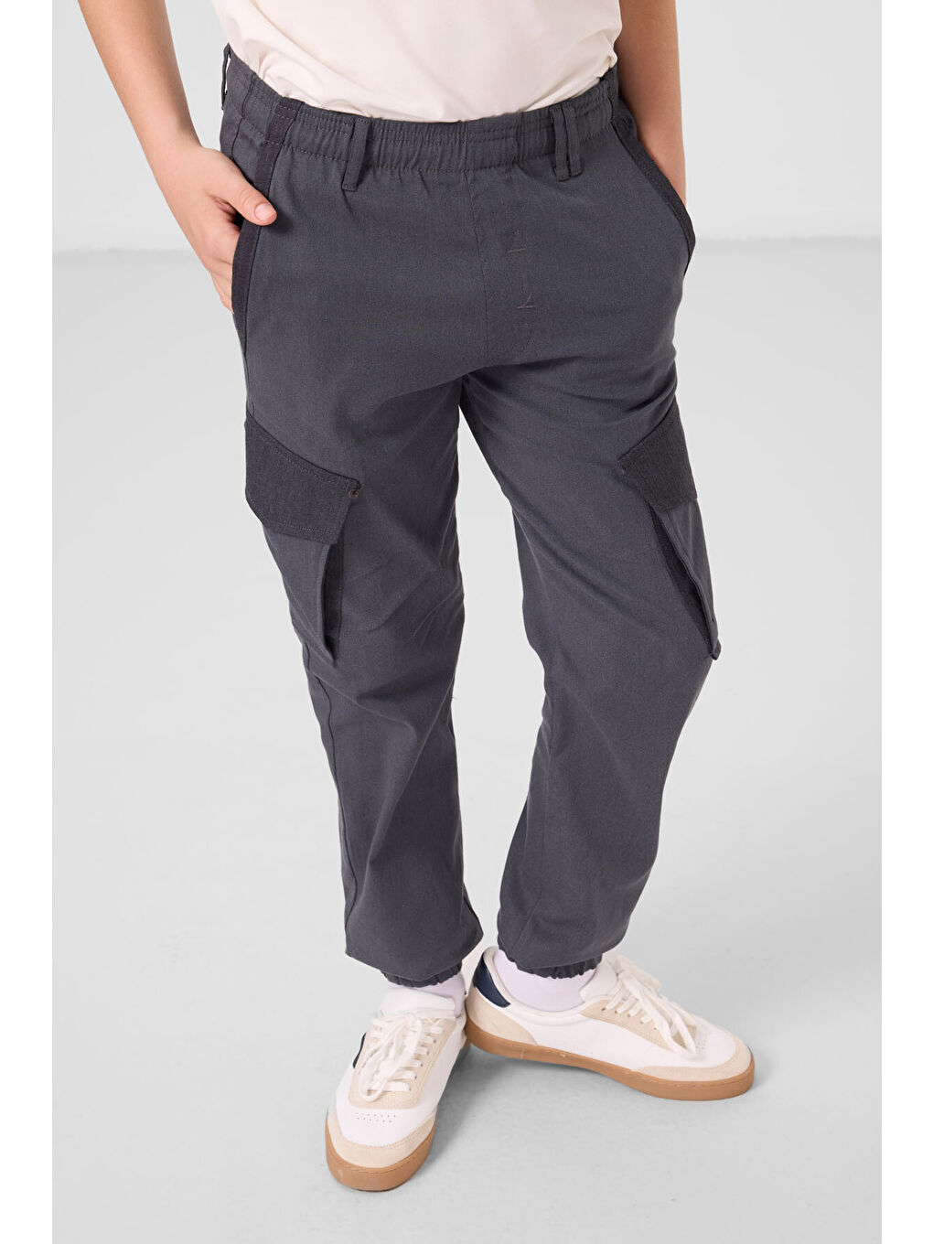 Gri Standart Fit Dokuma Hafif Esnek Chino Erkek Çocuk Pantolon - 11271-2