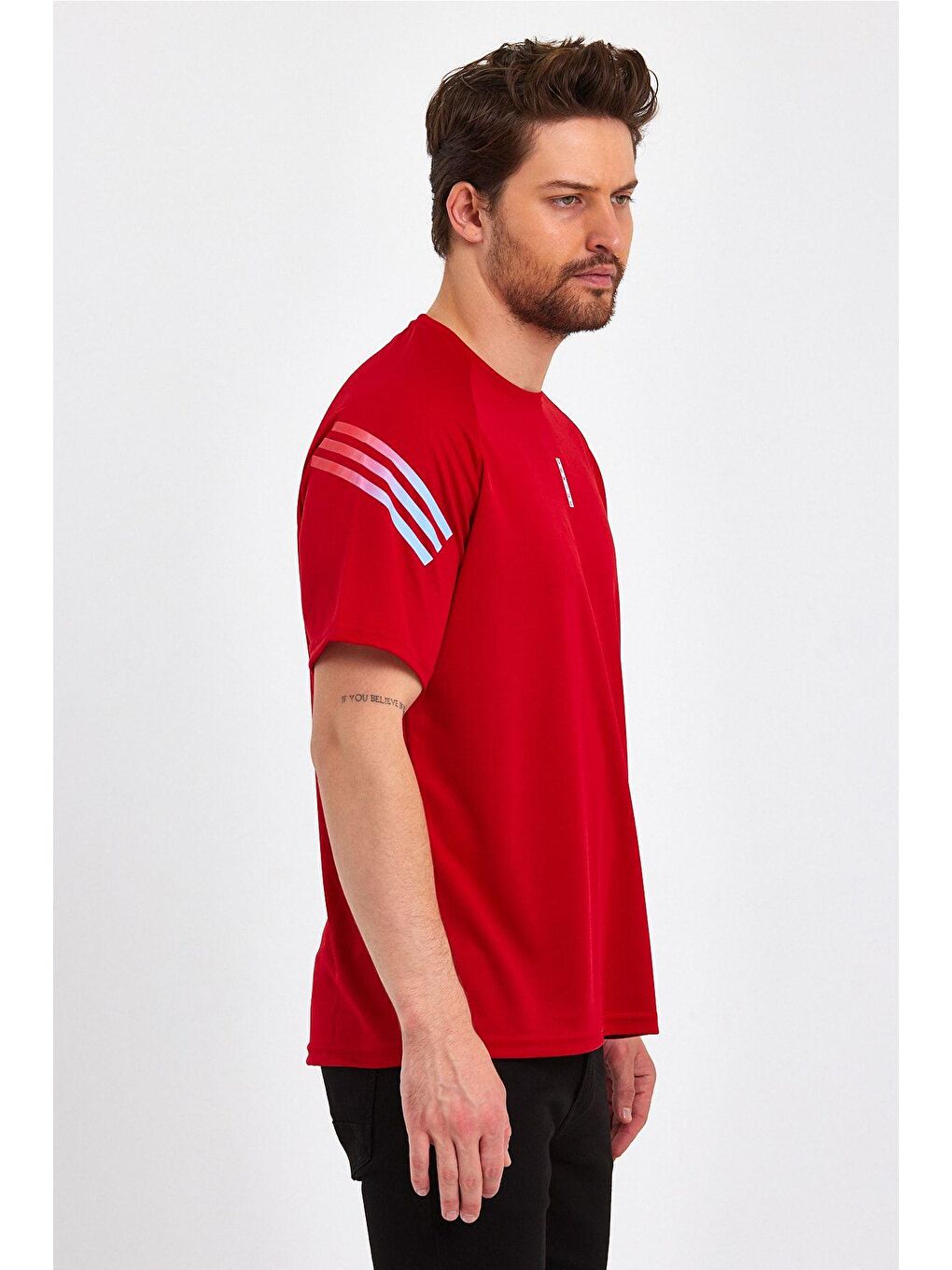 GENIUS STORE Kırmızı Store Erkek Spor Tişört Baskılı Fitness, Antrenman Fit T-shirt - 3